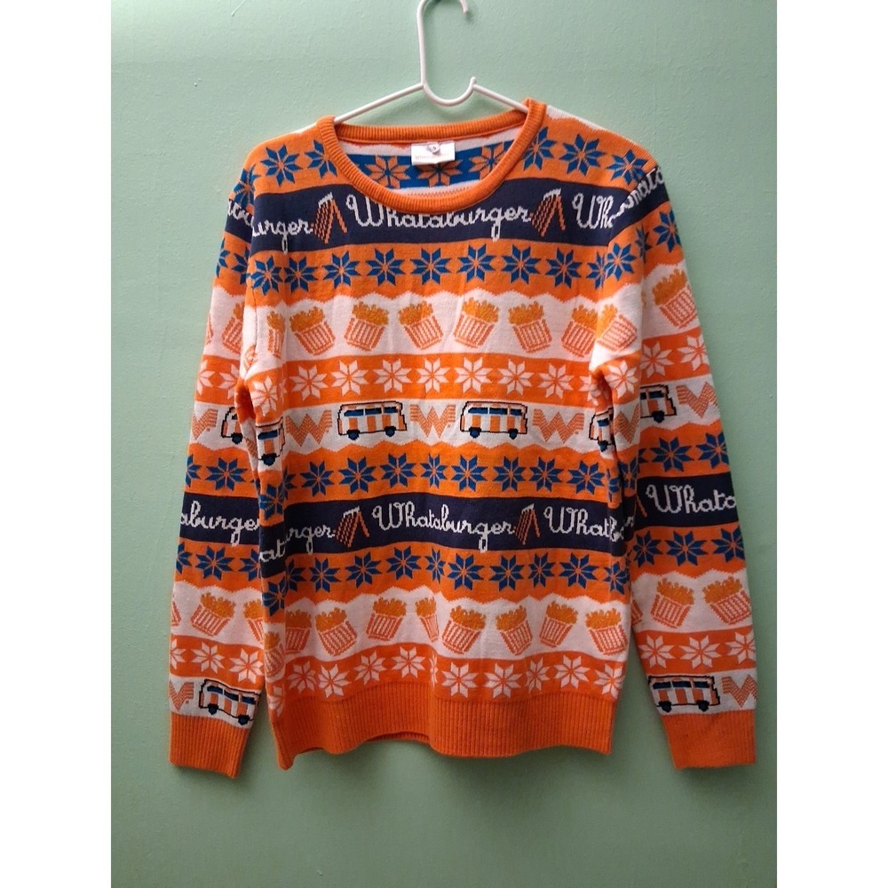 Unisex  Whataburger Christmas orange Sweater Size S